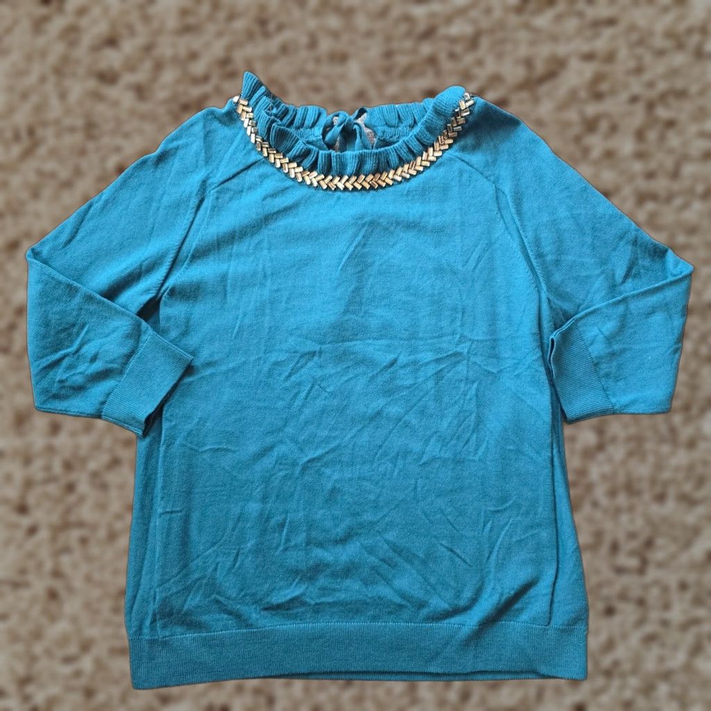 Talbots Talbots Sweater Womens 1X Green Turtleneck Rhinestone Cashmere Blend Career Shirt Size XL / US 12-14 / IT 48-50 - 1 Thumbnail