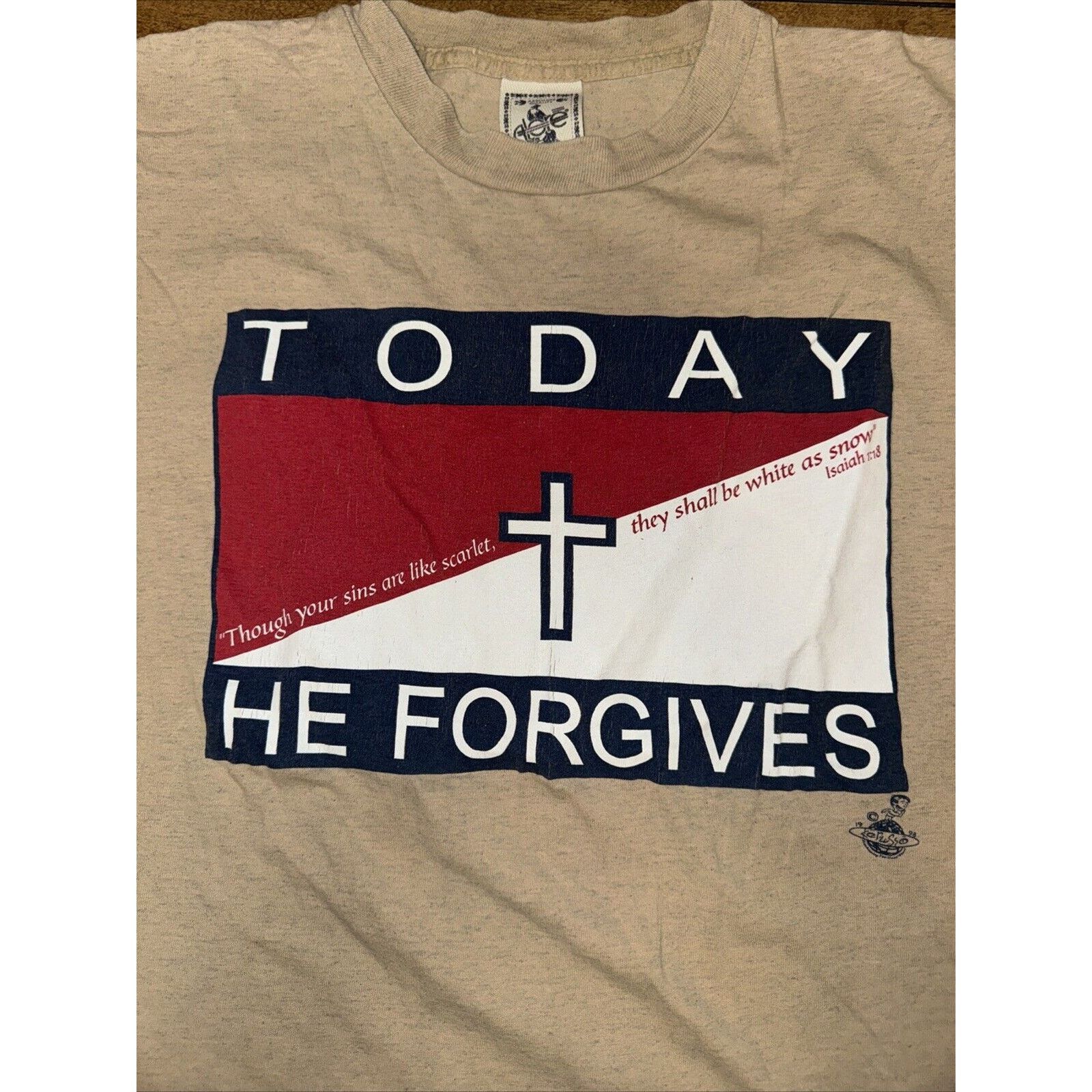 Band Tees × Vintage Vintage 1998 Single Stitch Jesus Parody T-Shirt Tan M 18x25 Size US M / EU 48-50 / 2 - 2 Thumbnail