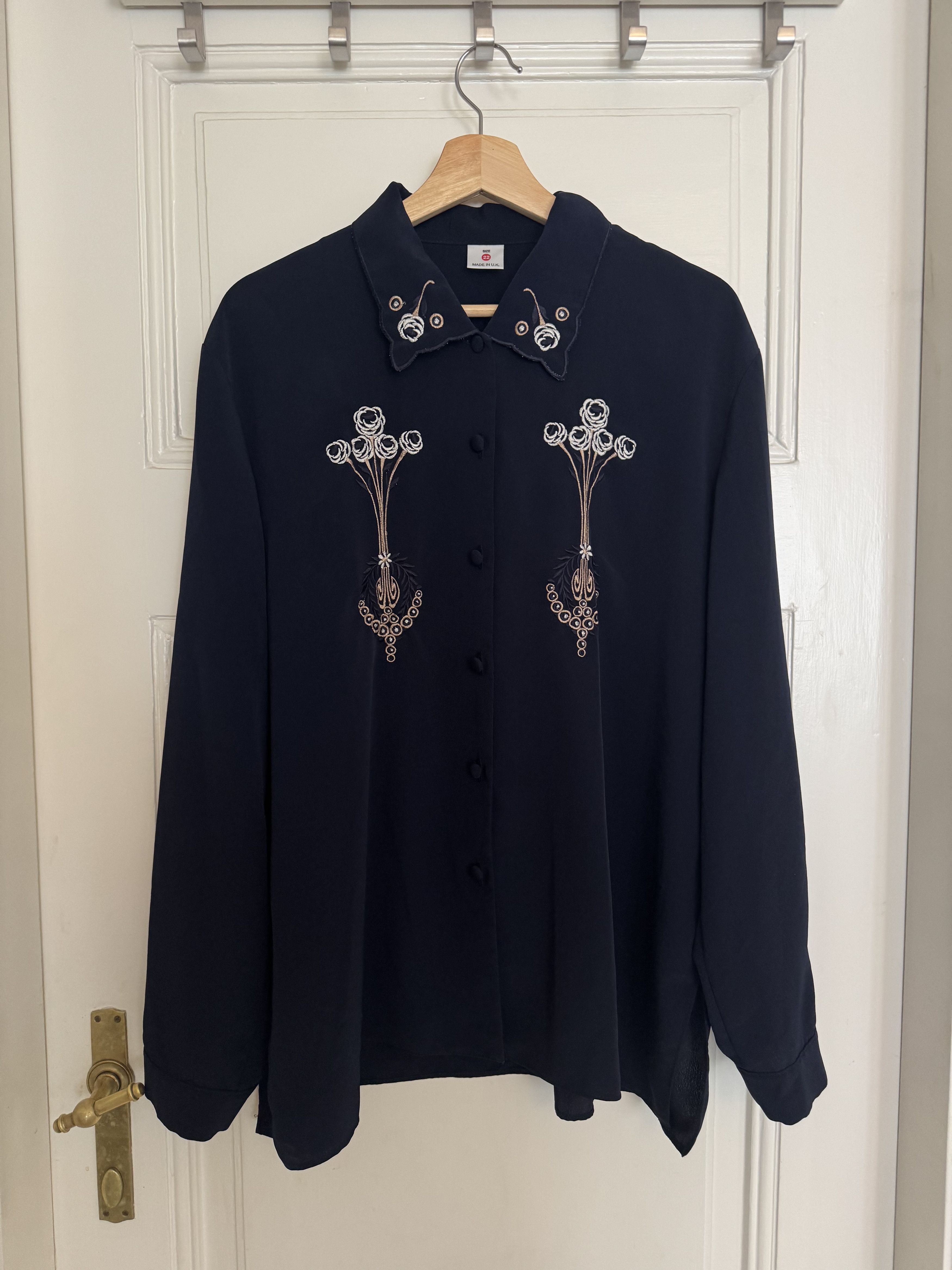 Vintage Navy Embroidered Western Shirt Size US L / EU 52-54 / 3 - 1 Preview