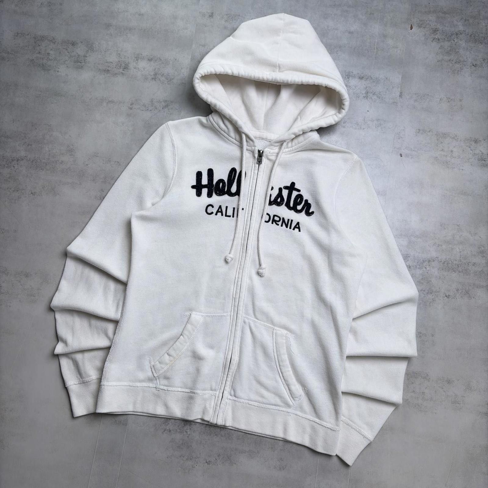 Other Y2K White Hollister Surf Grunge Skater Zip Up Hoodie Size M / US 6-8 / IT 42-44 - 2 Thumbnail