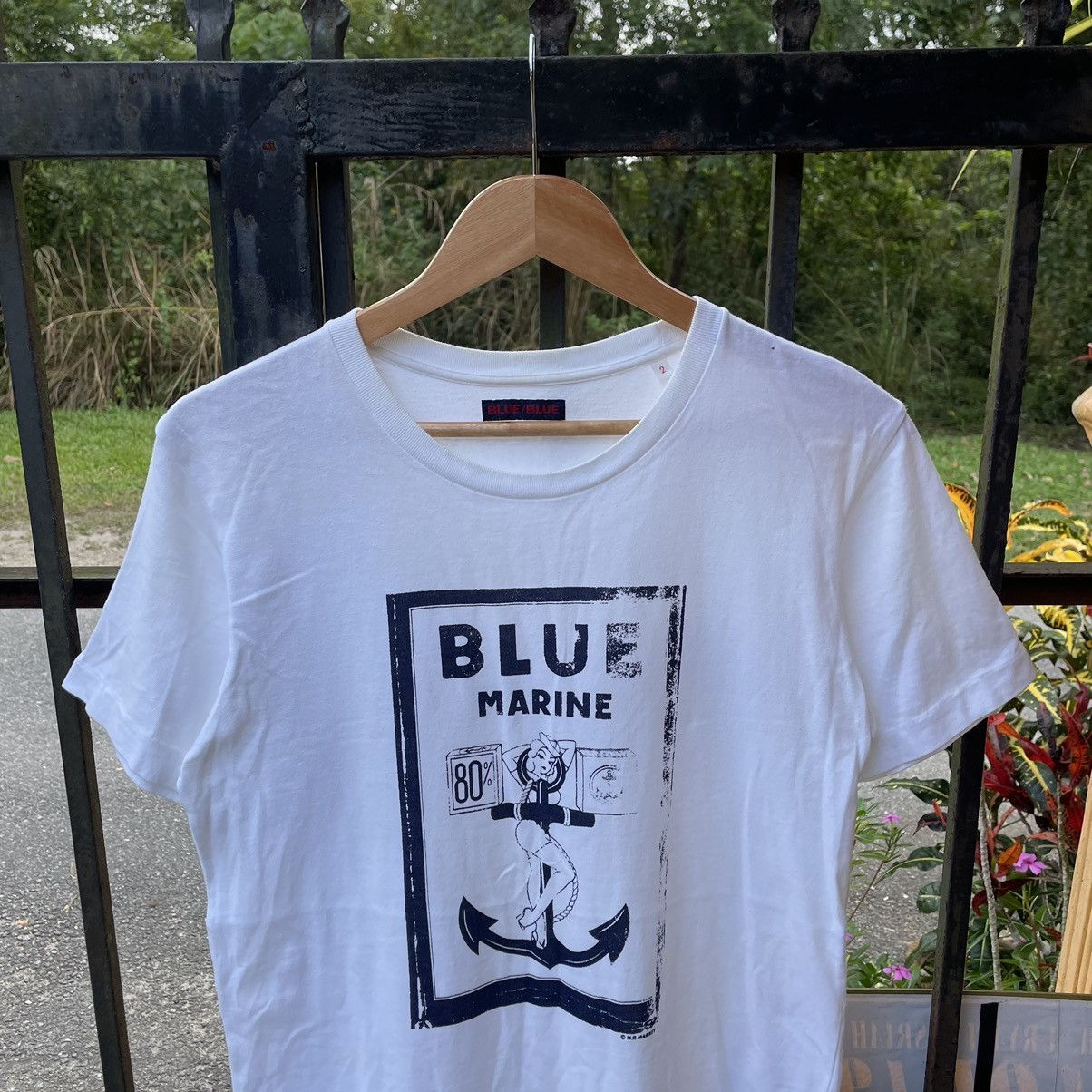 Blue Blue Japan × Japanese Brand × Vintage 🔥🇯🇵Blue Blue Japan HR Market Blue Marine Big Logo Tee Size US M / EU 48-50 / 2 - 3 Thumbnail
