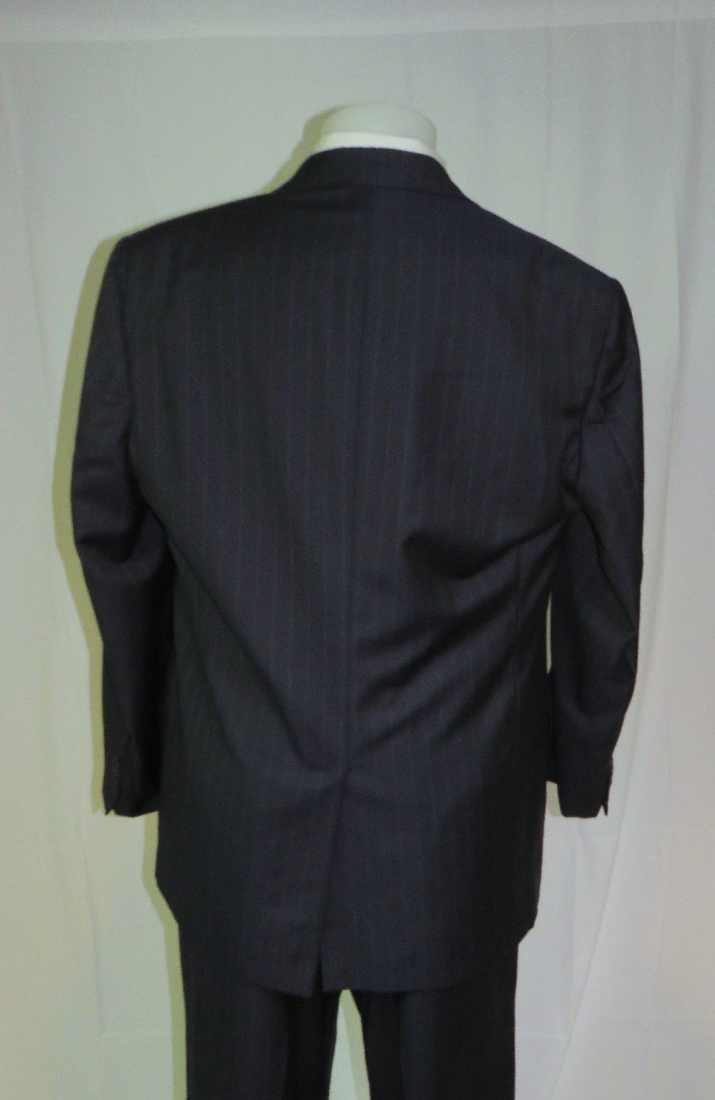 Golden Fleece Loro Piana Navy Striped Two Button Suit 45L