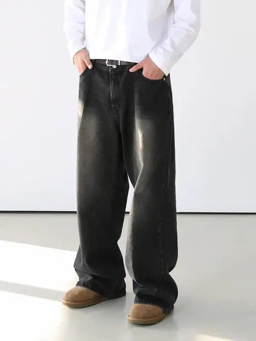 Japanese Brand Kizuki x Aoshi Black Baggy Washed Denim Jeans Size US 30 / EU 46 - 1 Thumbnail