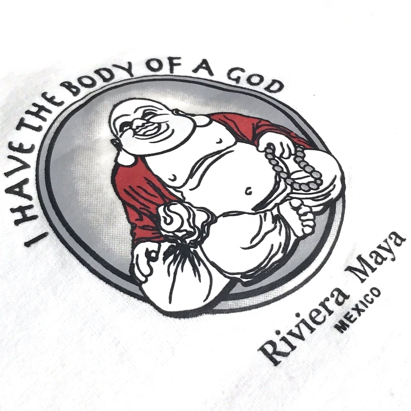 Vintage Mr. Buho T-Shirt Men White I Have The Body Of A God Laughing Buddha Dad Bod Mexico Graphic Short Sleeve 2XL Size US XXL / EU 58 / 5 - 4 Thumbnail