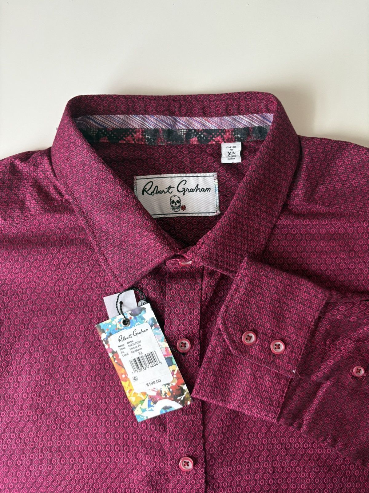 Robert Graham Robert Graham Metro Flip Cuff Shirt Classic Fit, Raspberry Size US XL / EU 56 / 4 - 2 Thumbnail