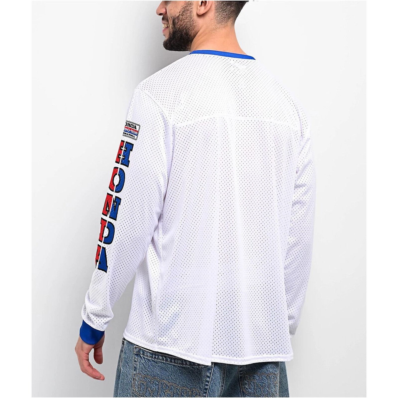 Honda Honda Racing Team Men's White Long Sleeve Mesh Jersey Shirt Size US XL / EU 56 / 4 - 5 Thumbnail