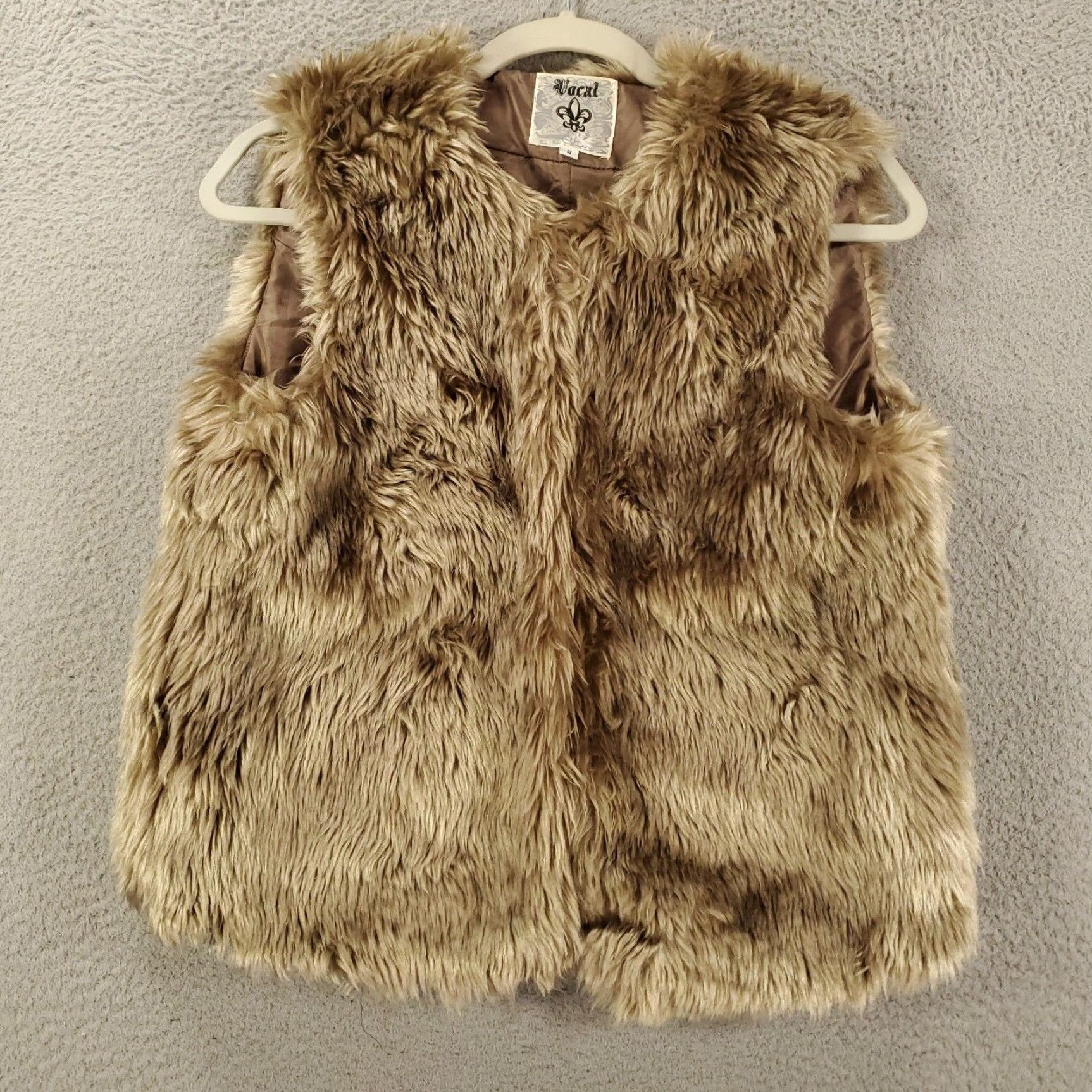Vintage Vocal Women's Faux Fur Vest Small Brown Casual Bohemian Sleeveless Lined Pockets Size S / US 4 / IT 40 - 7 Thumbnail
