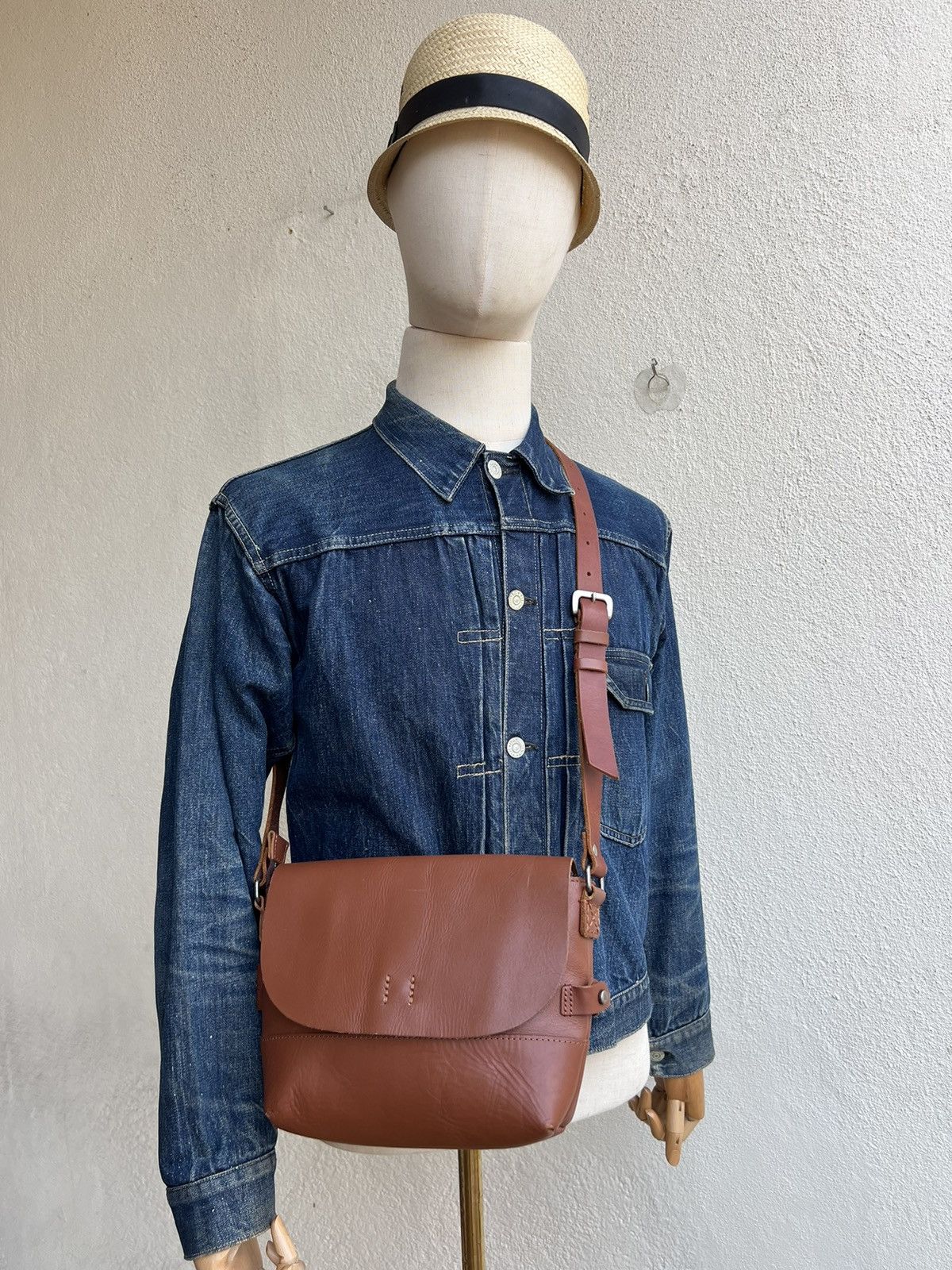 Leather Vintage H1203 Mano Fece Japan Leather Bag Size ONE SIZE - 1 Thumbnail