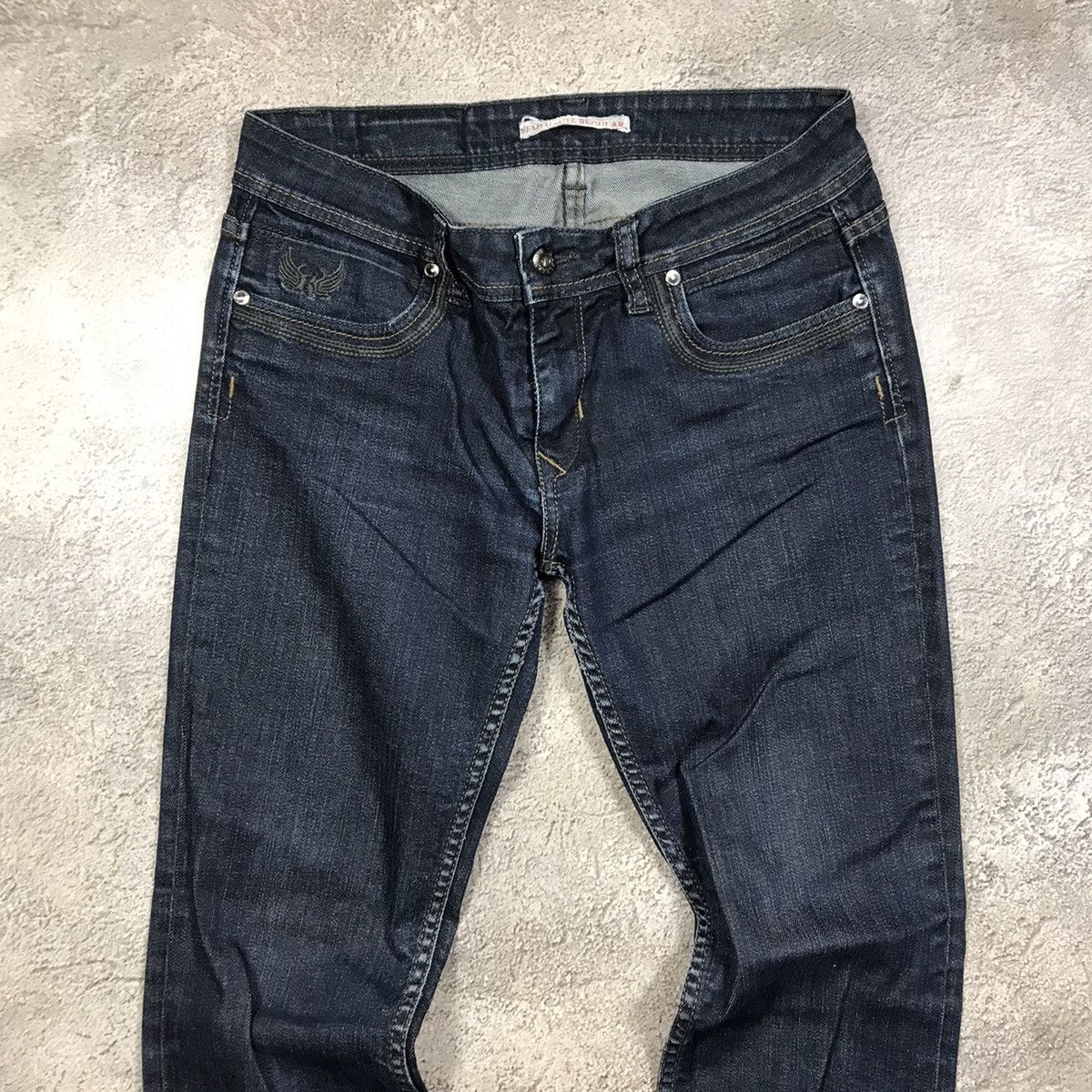 Vintage Vintage 90s Distressed Flared Jeans Y2K Grunge Dark Baggy 28 Size 28" / US 6 / IT 42 - 2 Thumbnail