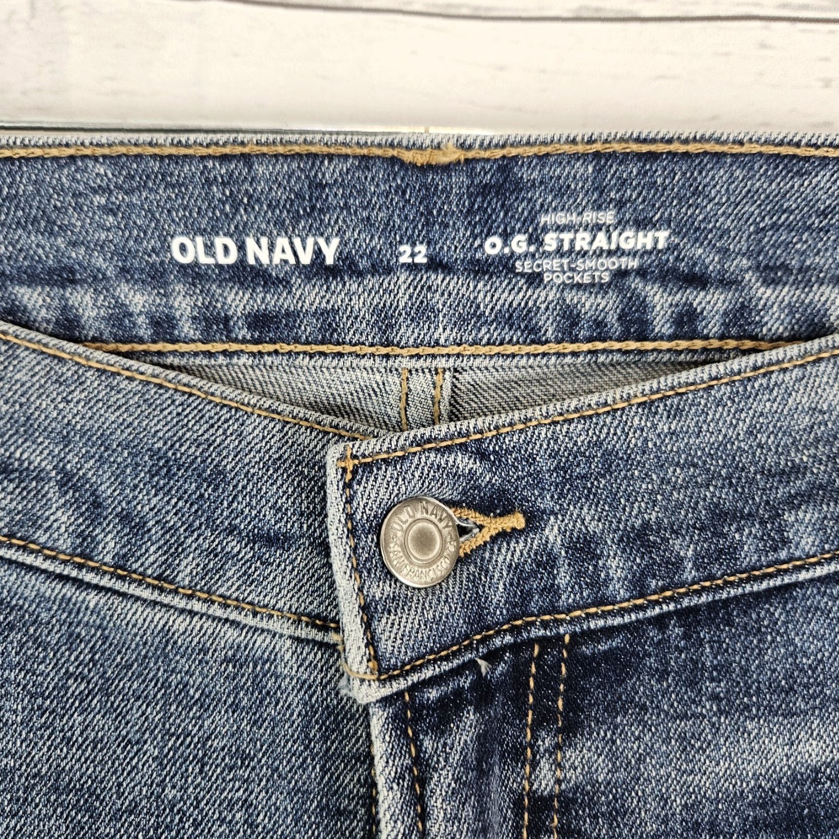Old Navy Old Navy Womens OG Straight Jeans 22 Blue Medium Wash High Rise Plus Size Size 40" / US 18 - 8 Thumbnail