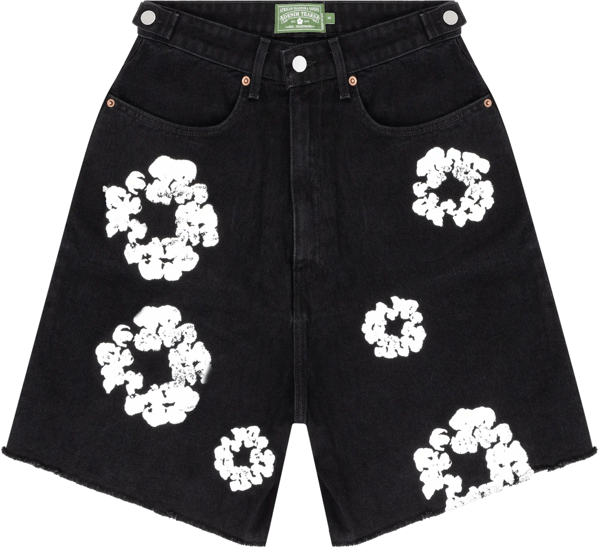 Image of Denim Tears The Cotton Wreath Jean Short Black - Small in Blue, Men's (Size 30)