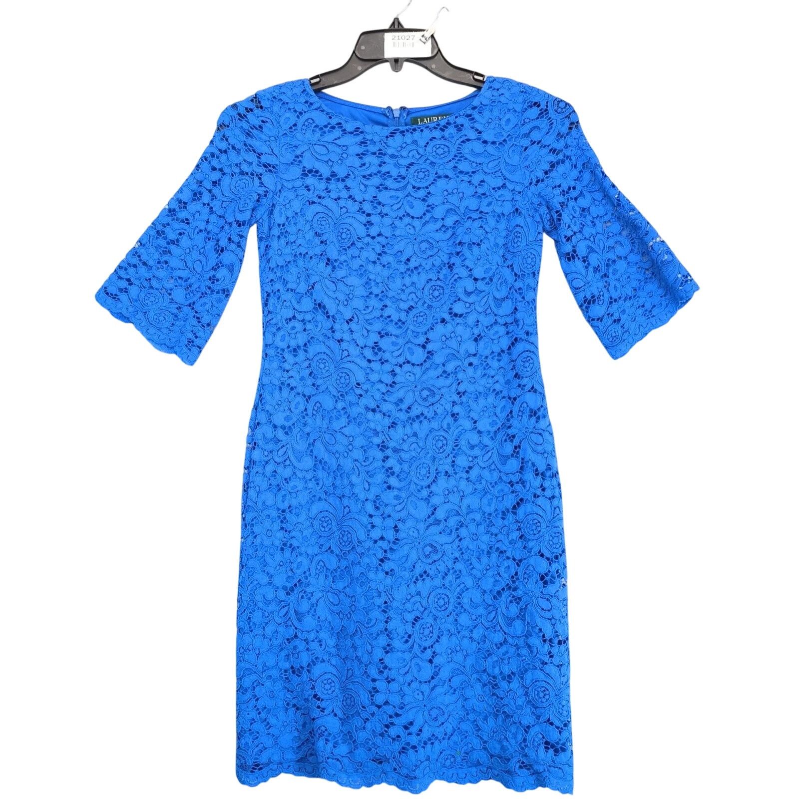Ralph Lauren LRL Ralph Lauren Blue Crochet Lace Sheath Mini Dress Sz 2P Size XS / US 0-2 / IT 36-38 - 1 Thumbnail