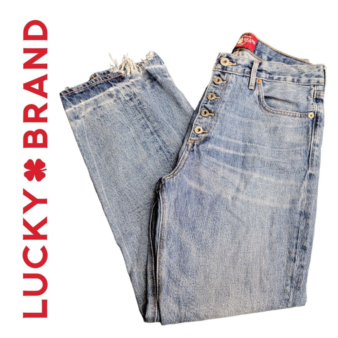 Lucky Brand Lucky Brand Vintage Button Fly High Rise Distress Blue Jeans Size 28" / US 6 / IT 42 - 1 Thumbnail