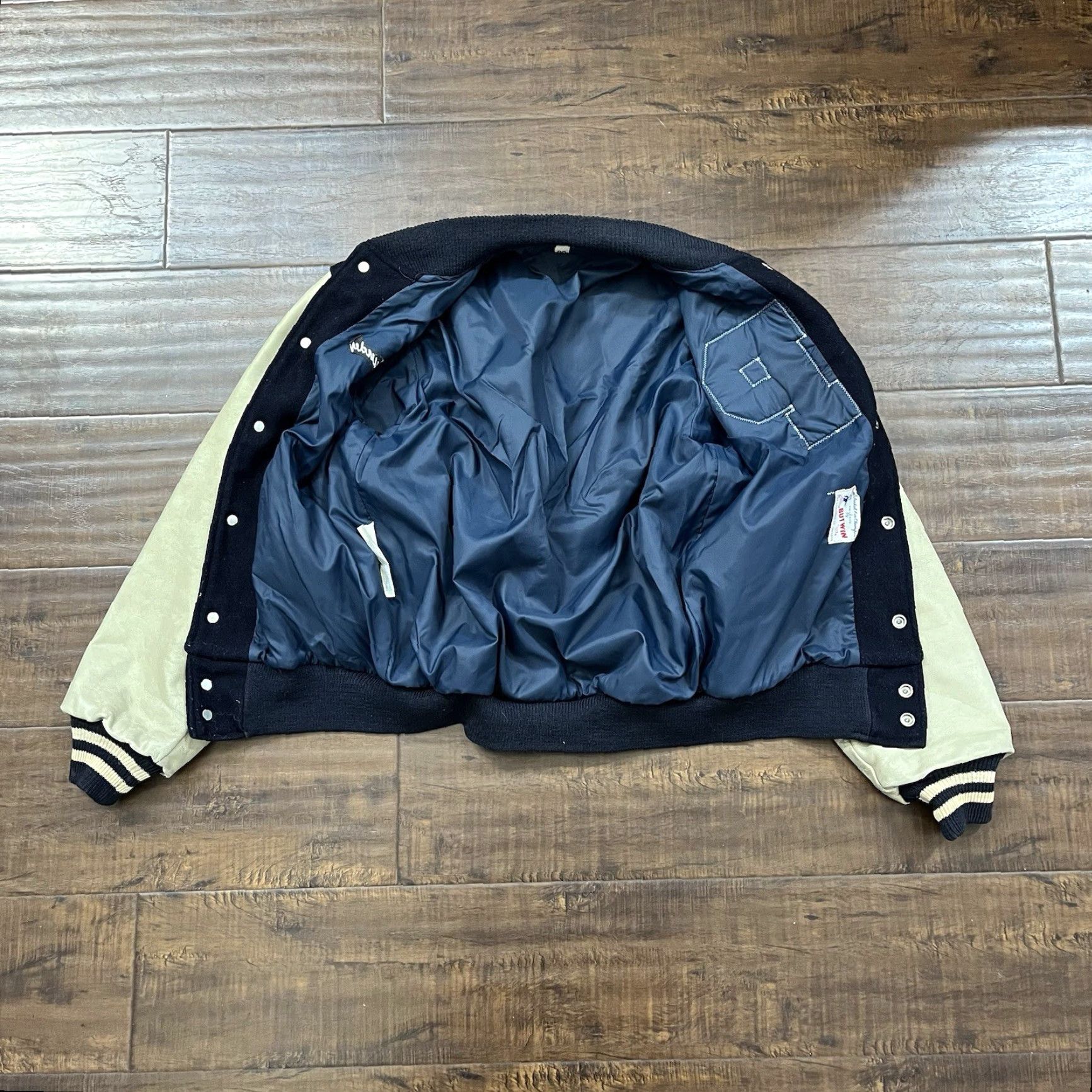 VINTAGE Married With Children Al Bundy Polk High Wool Leather Varsity Promo Jacket Vtg Blue S 80s Mens