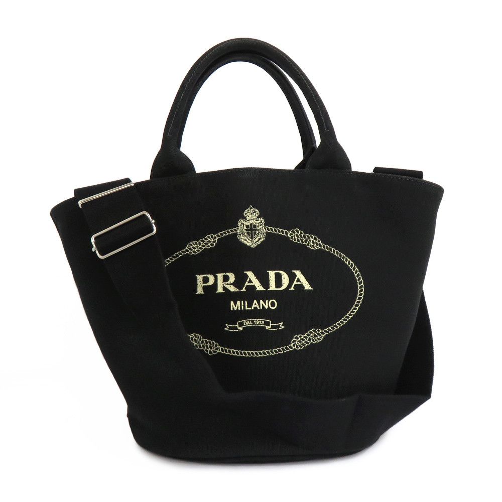 Prada Canapa Tote Bag 2way Shoulder Bag Black
