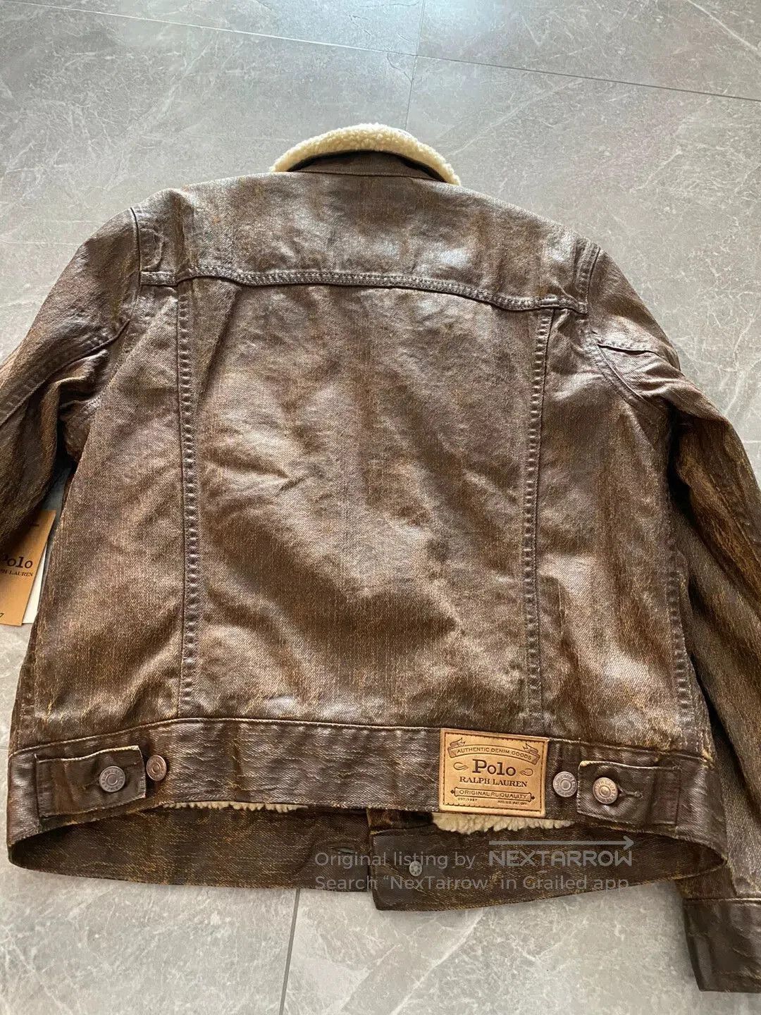 Polo Ralph Lauren brown leather jacket with fur collar. Size US S / EU 44-46 / 1 - 7 Thumbnail