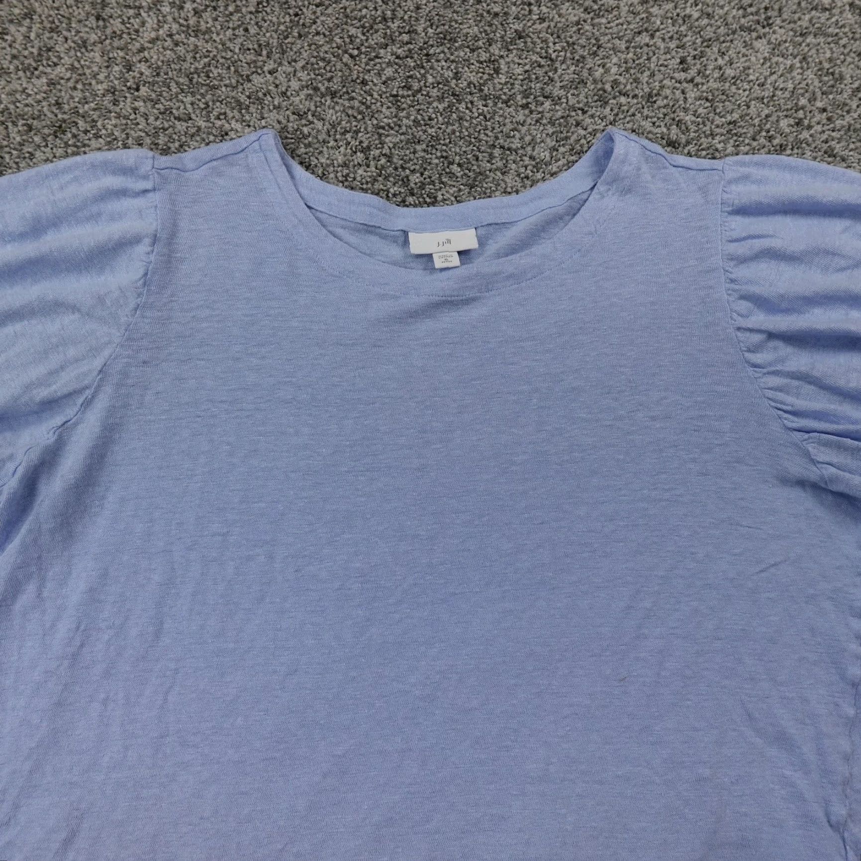 J. Jill J Jill Shirt Womens XL Blue Linen Short Sleeve Crewneck Top Tee Puff Sleeve Size XL / US 12-14 / IT 48-50 - 2 Thumbnail