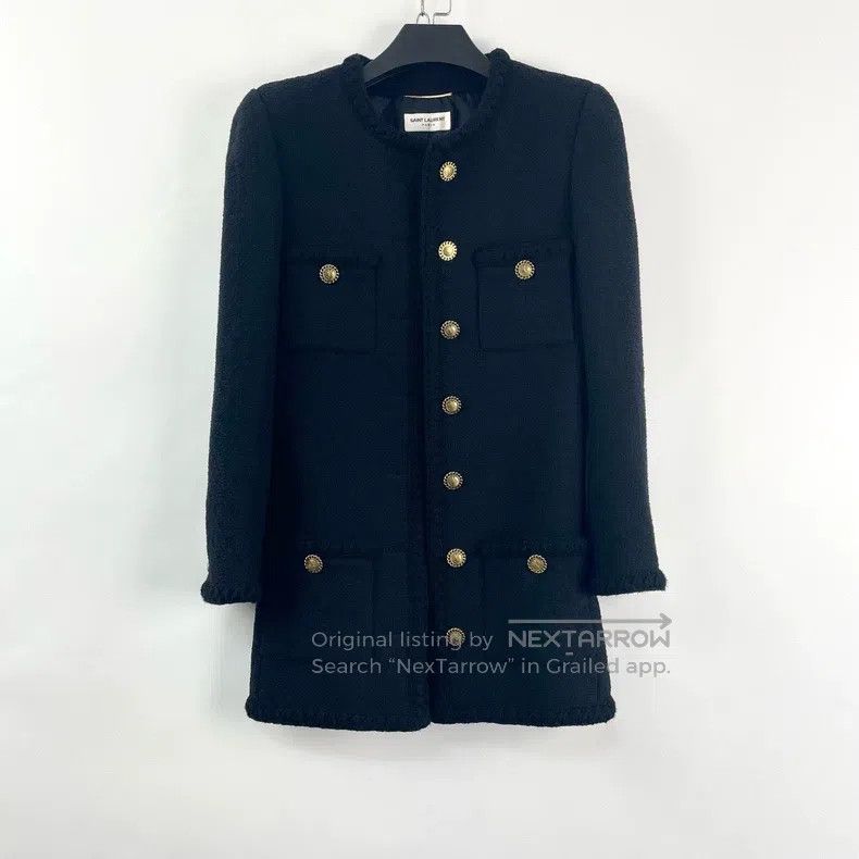 Saint Laurent Paris Saint Laurent Paris Black Tweed Little Black Jacket Size S / US 4 / IT 40 - 1 Thumbnail