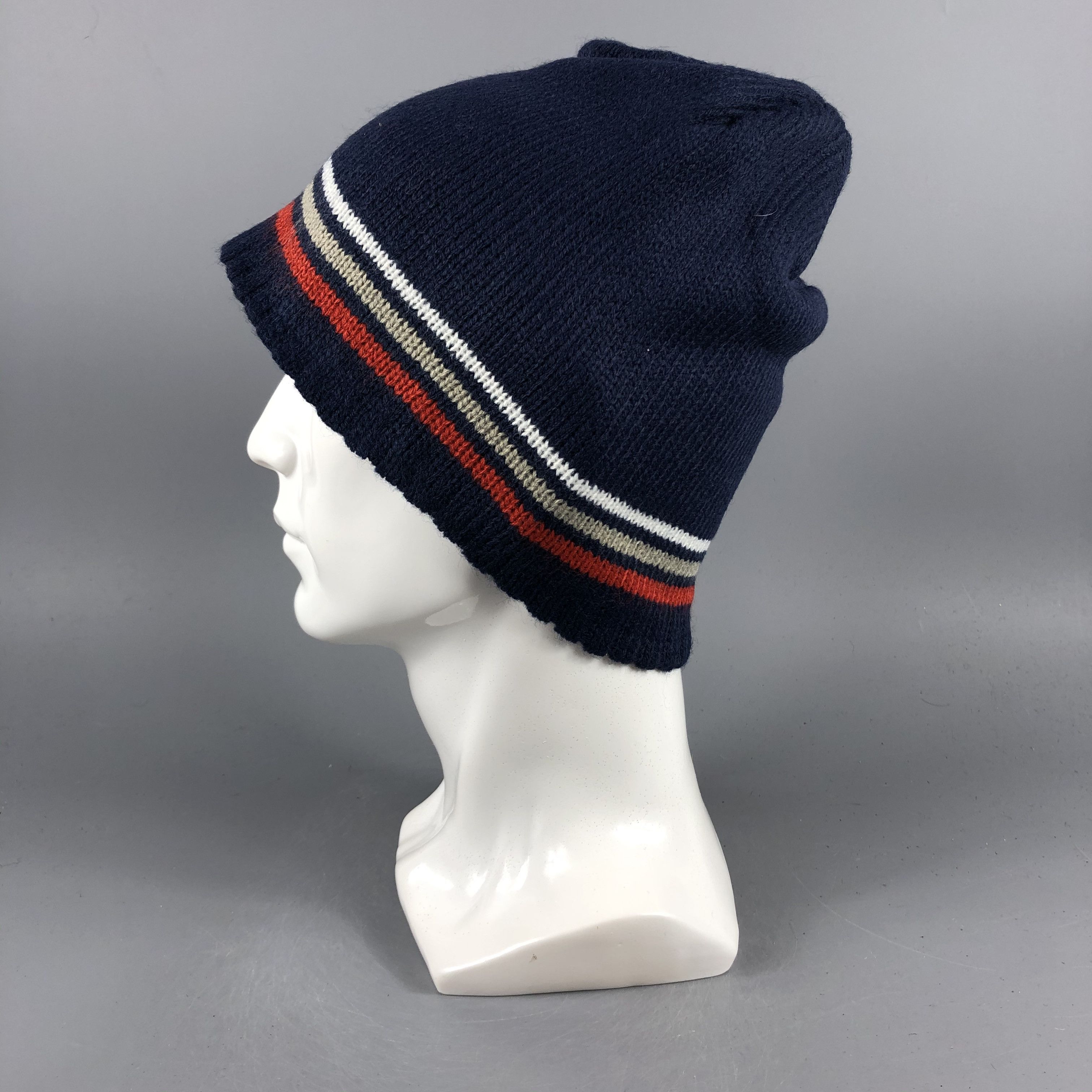 Japanese Brand × Vintage Unknown Stripe Cuffless Beanie Snow Hat Snow Cap -D1098 Size ONE SIZE - 1 Thumbnail