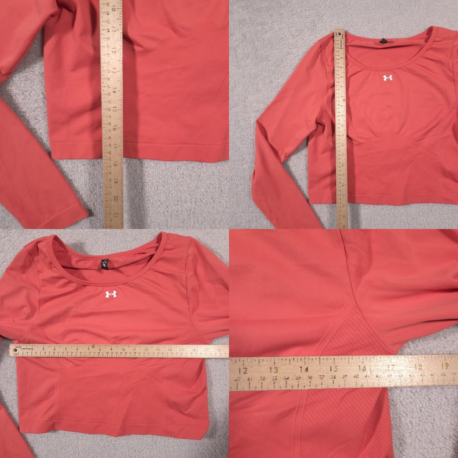 Under Armour Under Armour Shirt Womens XL Cropped Long Sleeve Crew Neck Gym Training Coral Pink Logo Size XL / US 12-14 / IT 48-50 - 8 Thumbnail