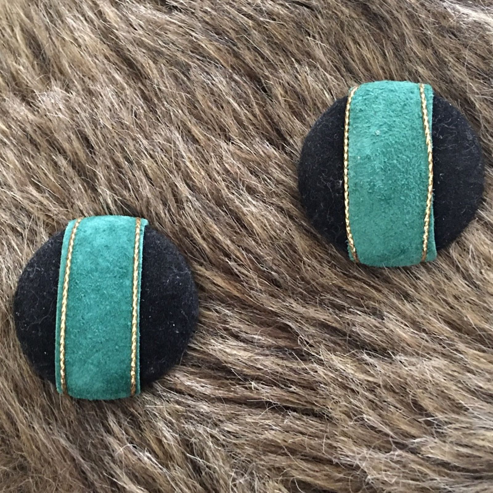 Vintage Vintage 70s black and green velvet earrings Size ONE SIZE - 5 Thumbnail