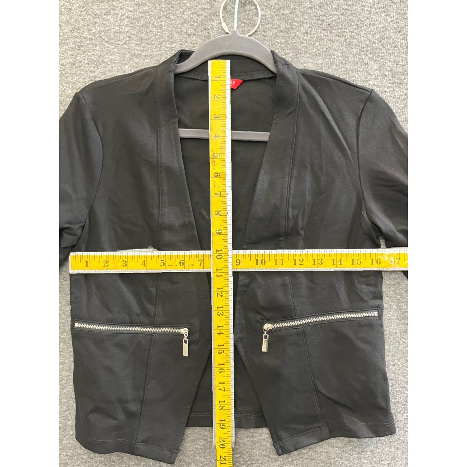 Guess GUESS Women's Black Open Front Blazer Cropped XS Jacket Blazer Short Black Solid 90s Bohemian Womens XS Size XS / US 0-2 / IT 36-38 - 4 Thumbnail