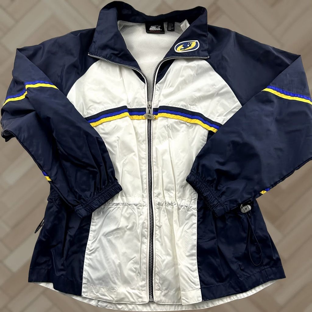 Starter VINTAGE Starter Full Zip Lined Track Jacket Women's M White Blue Yellow Shirt Track Jacket Womens M White Blue Yellow Size M / US 6-8 / IT 42-44 - 1 Thumbnail
