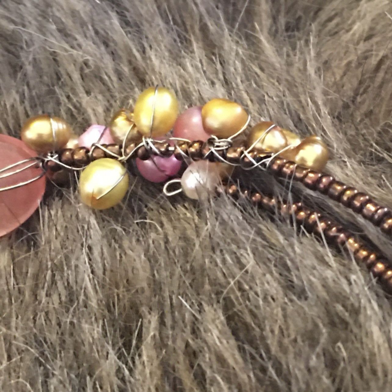 Handmade Handcrafted elegant cherry quartz genuine pearl necklace Size ONE SIZE - 10 Thumbnail
