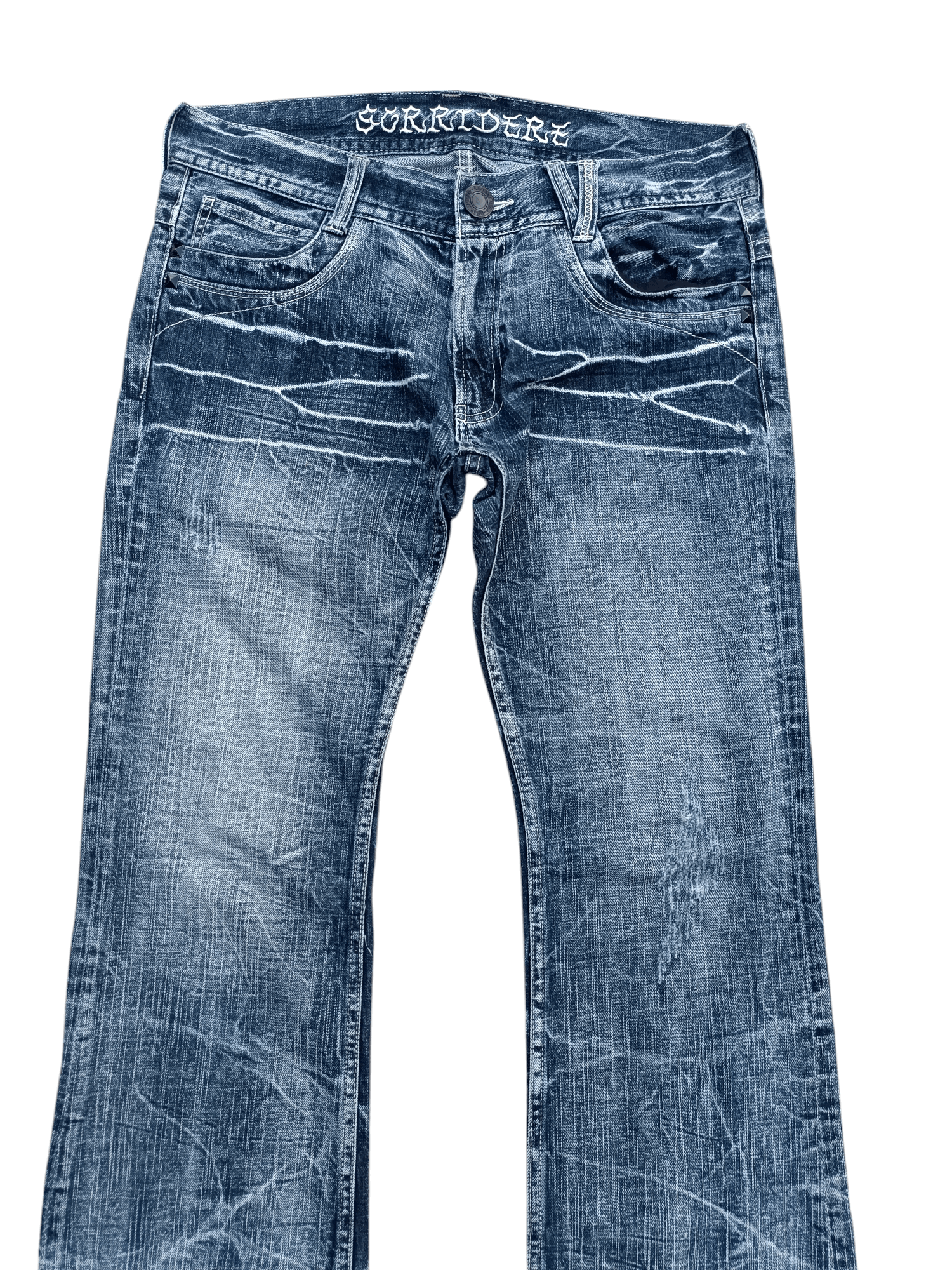 If Six Was Nine FLARED💥SORRIDERE WHISKERS FADED DENIM PANT Size US 34 / EU 50 - 9 Thumbnail