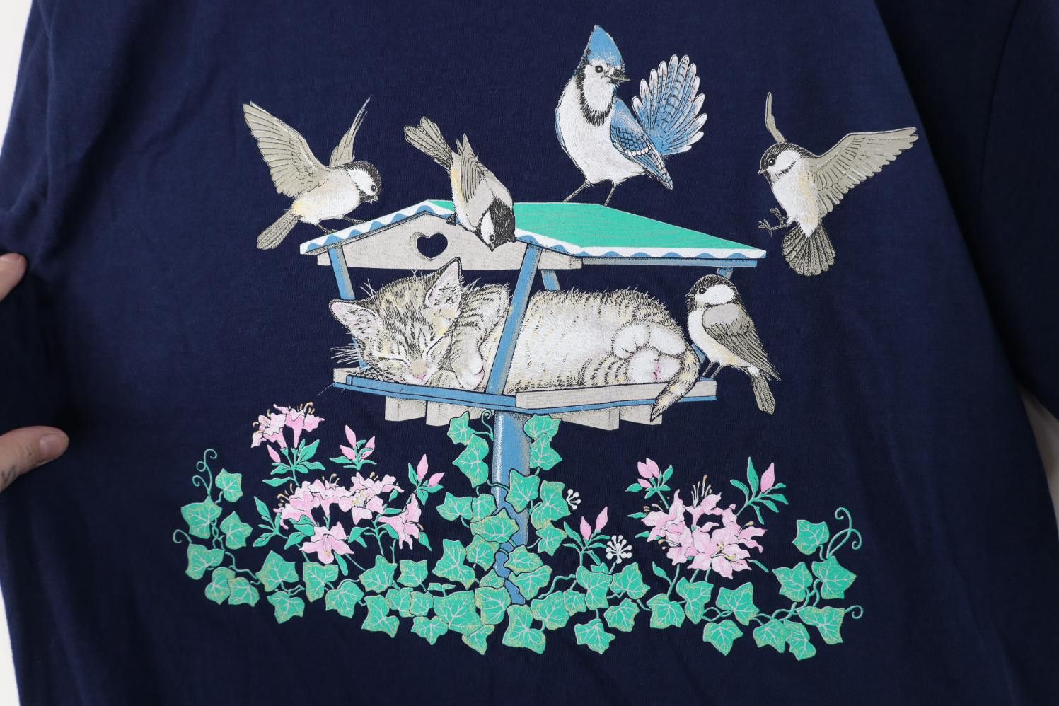 Vintage Deadstock Vintage 90s Streetwear Cat Kitten Bird T-Shirt Size M / US 6-8 / IT 42-44 - 5 Thumbnail