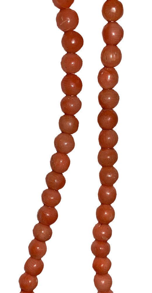 Designer Victorian 14 KT Gold Graduated Round Red Coral Bead Necklace Size ONE SIZE - 4 Thumbnail