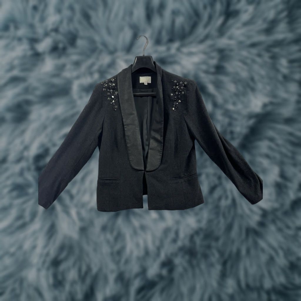 Black Diamond Alberto Makali Black Diamond Stud Evening Jacket Women's 14 Regular Polyester Striped Studded Black 14 Women Jacket Size XL / US 12-14 / IT 48-50 - 1 Thumbnail