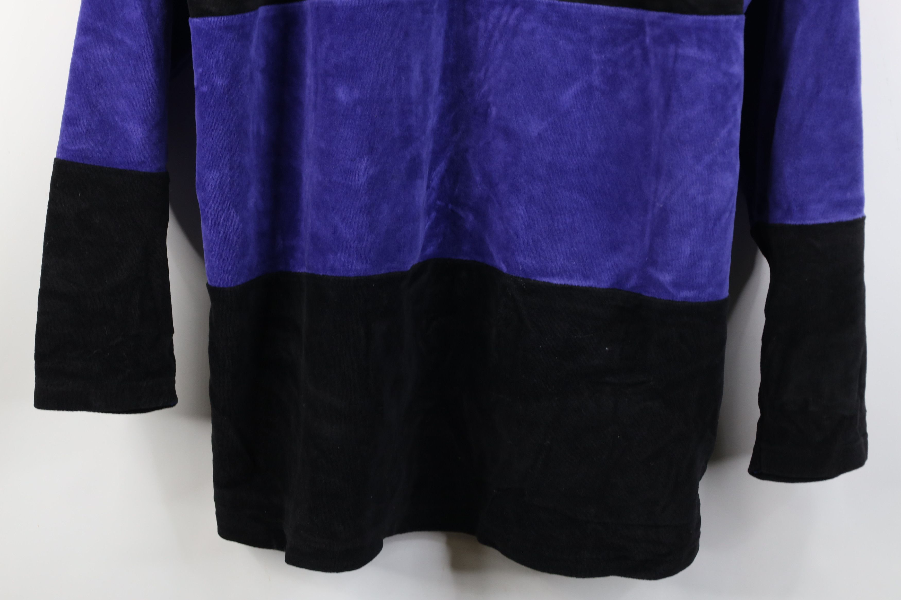 Vintage Vintage 90s Streetwear Block Plush Velour Turtleneck Sweater Size XL / US 12-14 / IT 48-50 - 3 Thumbnail
