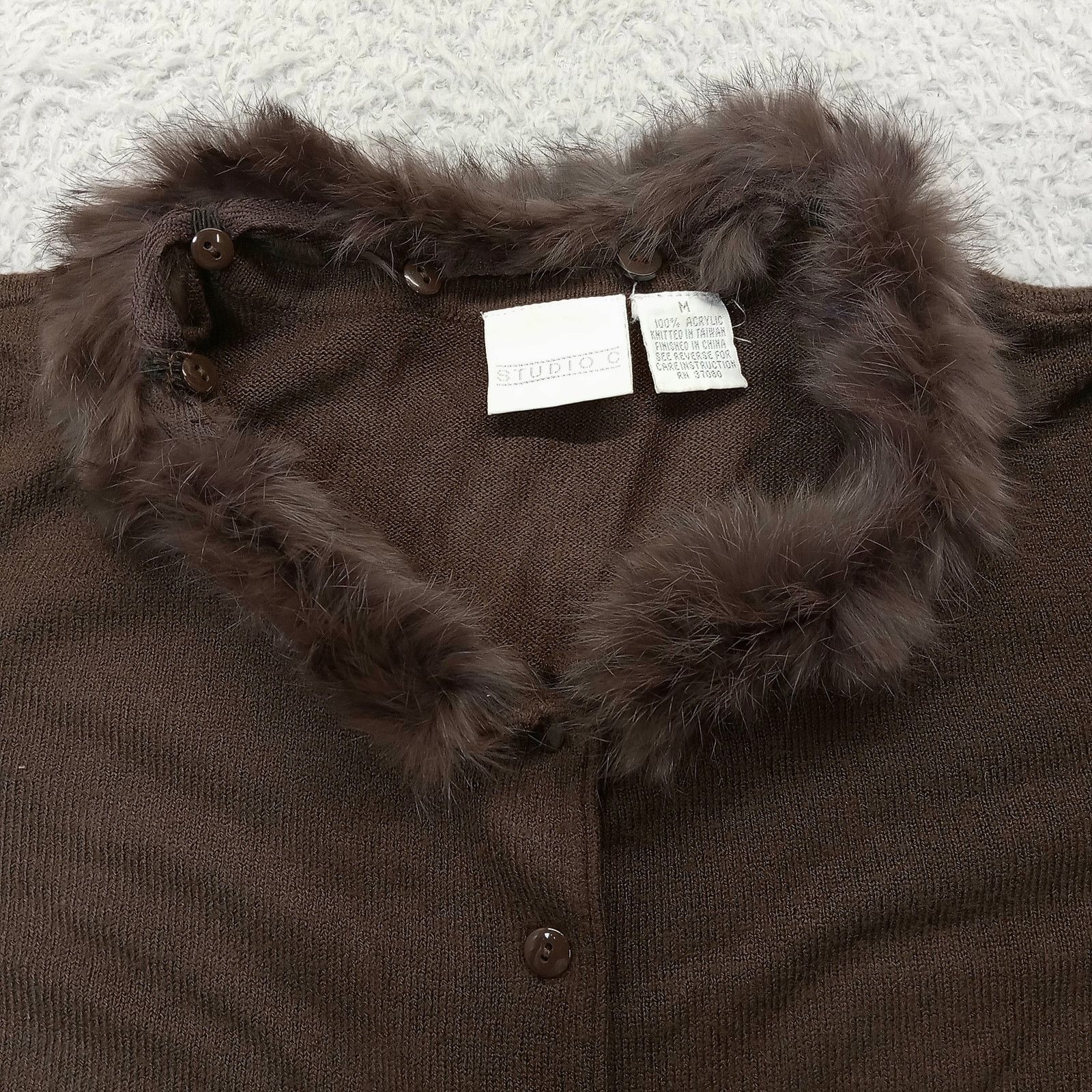 & Other Stories Studio C Cardigan Sweater M Women's Faux Fur Long Sleeve Size M / US 6-8 / IT 42-44 - 2 Thumbnail