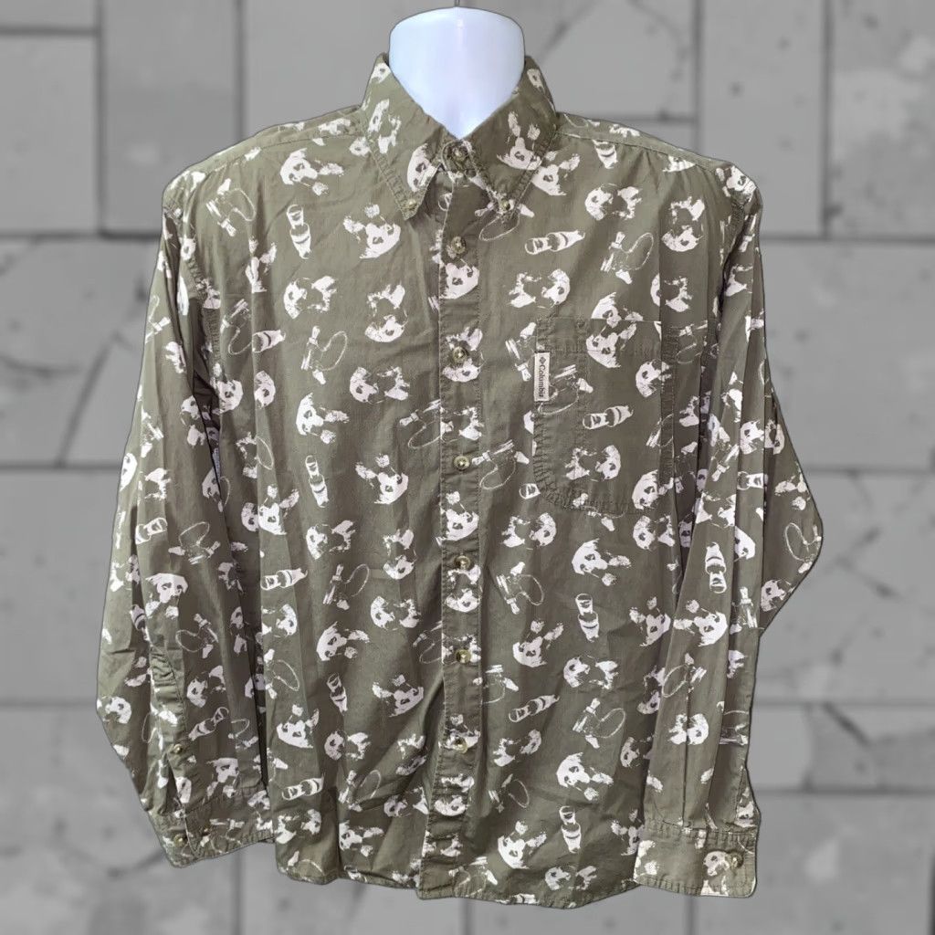Vintage Columbia Shirt Men Size M Dog Print Long Sleeve Button-Front Casual Cotton Beige/White Mens Size US M / EU 48-50 / 2 - 1 Thumbnail