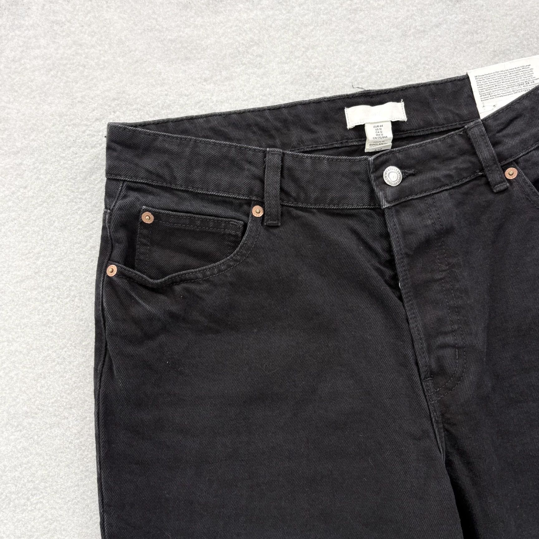 H&M H&M Jeans 90s Straight Womens 12 Black Charcoal Wash High Waist Full Length NWT Denim 5-Pocket 90s Theme Womens Size 34" / US 12 / IT 48 - 3 Thumbnail