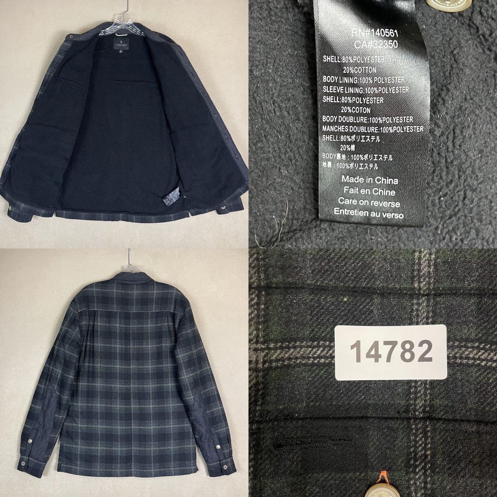 Roark Roark Mens Jacket Heavyweight Gray Green Plaid Sherpa Lined Utility Military Style Jacket M Men Size US M / EU 48-50 / 2 - 8 Thumbnail