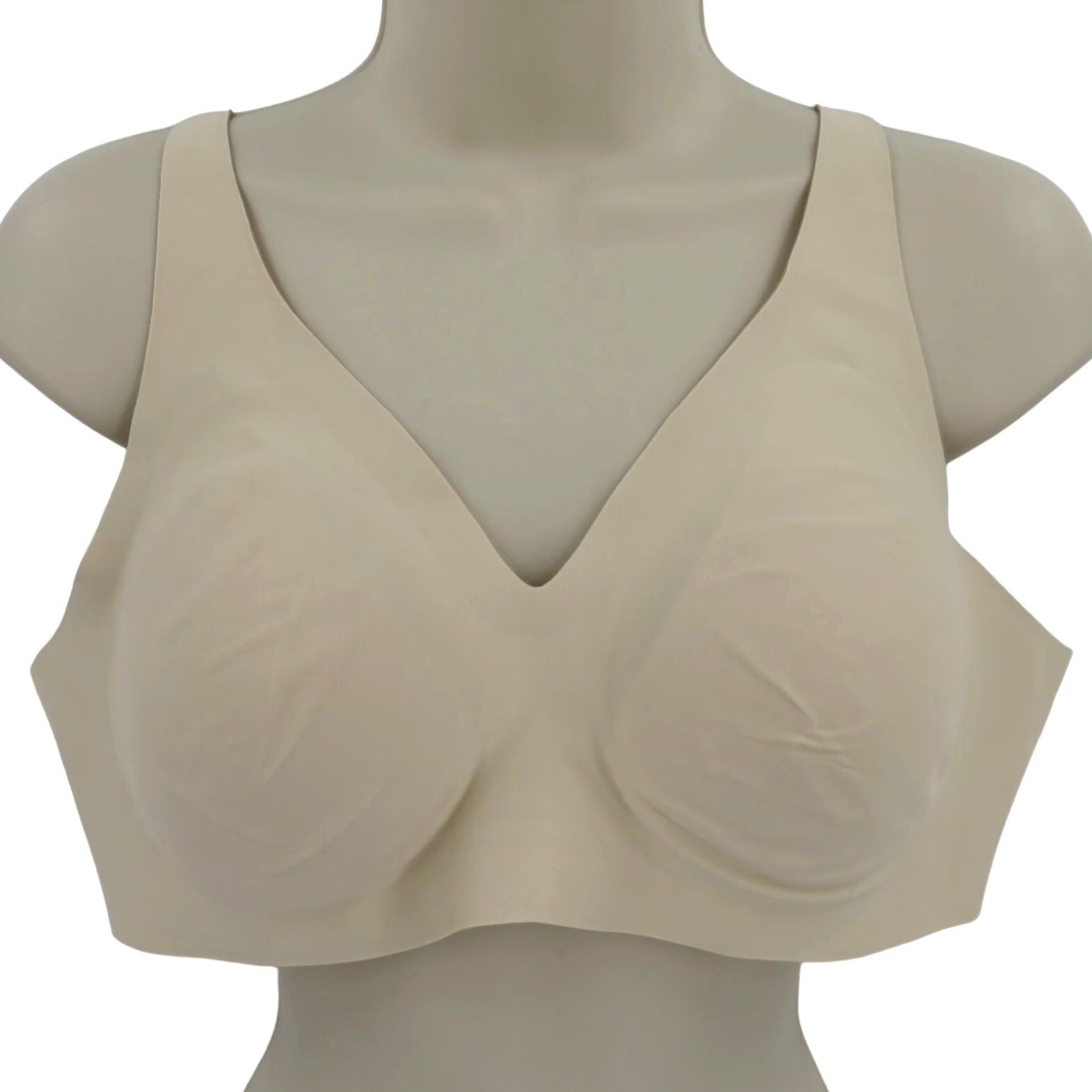 Vintage KNIX Womens Extra Large XL V Neck Revolution Bra Wireless Lined Solid Dune NEW Size ONE SIZE - 2 Thumbnail