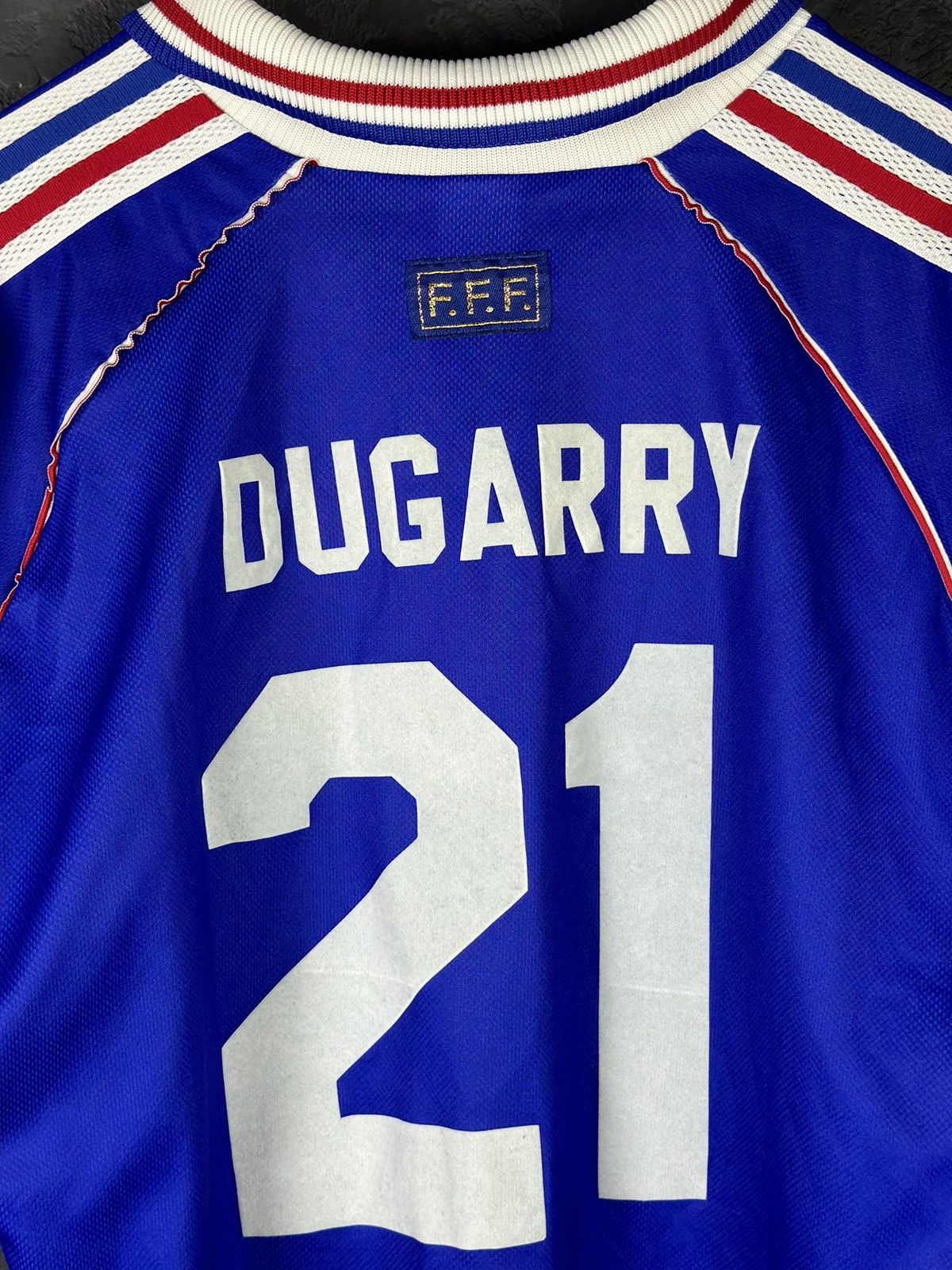 Adidas × Vintage Rare DUGARRY 21 France Football Shirt 1998/00 Size US XL / EU 56 / 4 - 10 Thumbnail