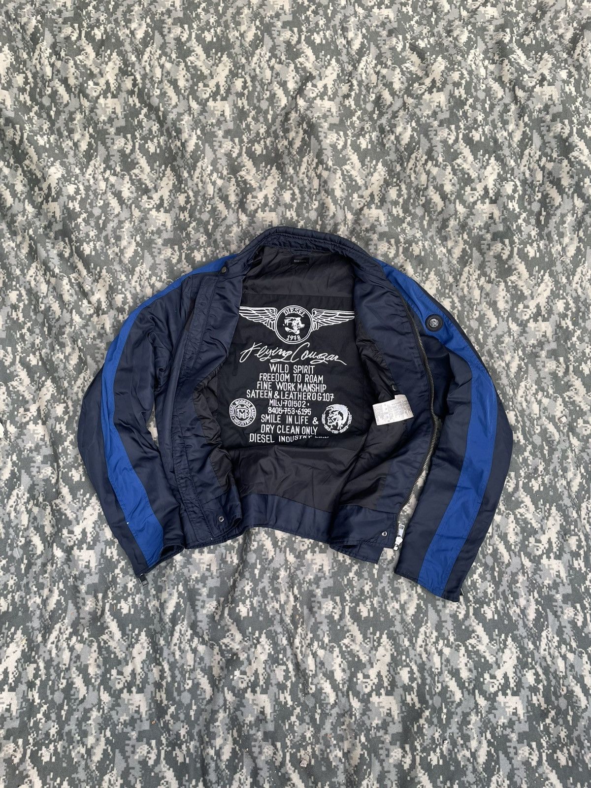 Diesel DIESEL Moto- Bomber Jacket - Navy/Electric Blue Size US XL / EU 56 / 4 - 1 Thumbnail