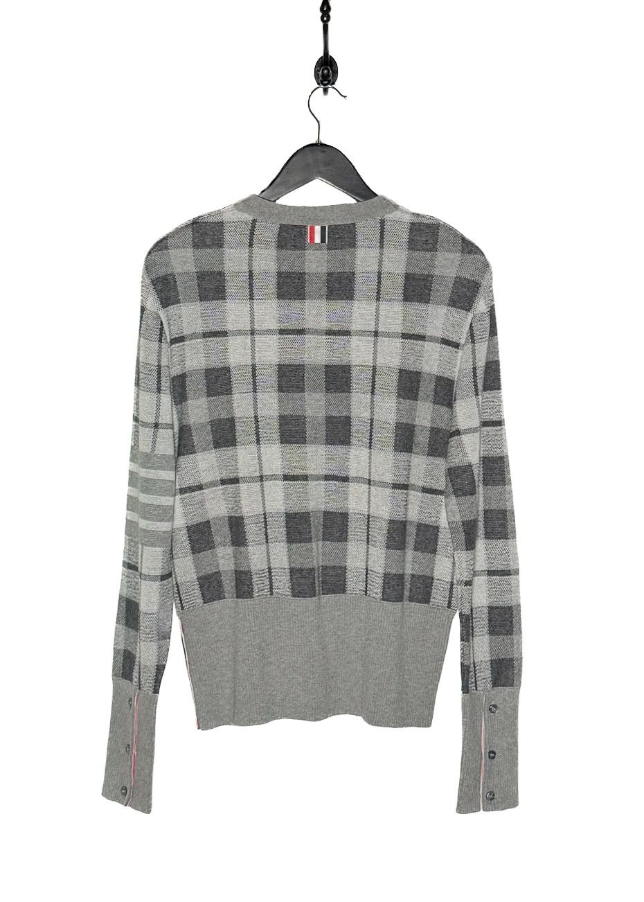 Thom Browne Thom Browne Grey Cashmere Tartan Check Cardigan Sweater Size US XL / EU 56 / 4 - 5 Thumbnail