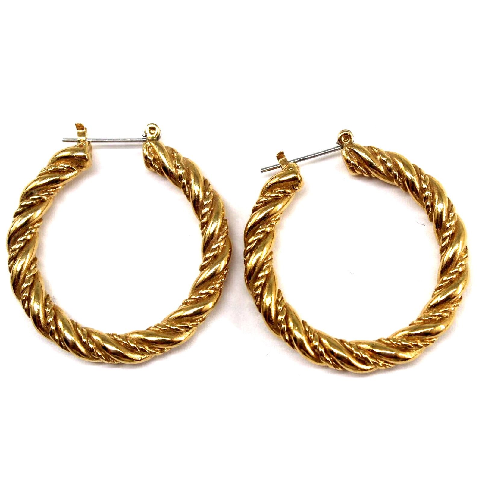 Other Goldtone Classic Textured Hoop Earrings • 1.25" • Pierced Size ONE SIZE - 1 Thumbnail