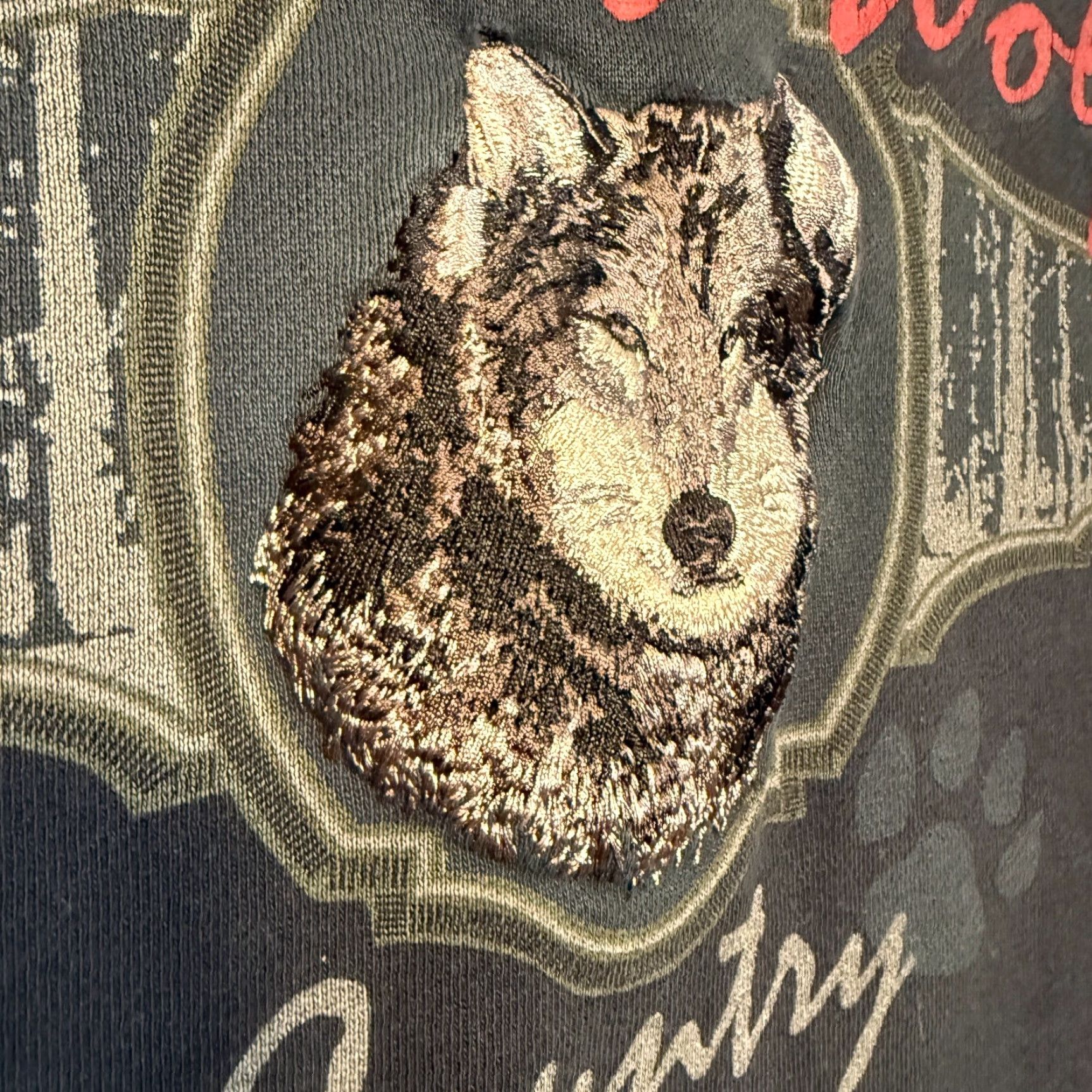 Croft & Barrow VINTAGE Croft & Barrow Sweatshirt Wolf Embroidered Nature Animals Y2K Large Mens Crew Neck Fleece Pullover Black Size US L / EU 52-54 / 3 - 3 Thumbnail