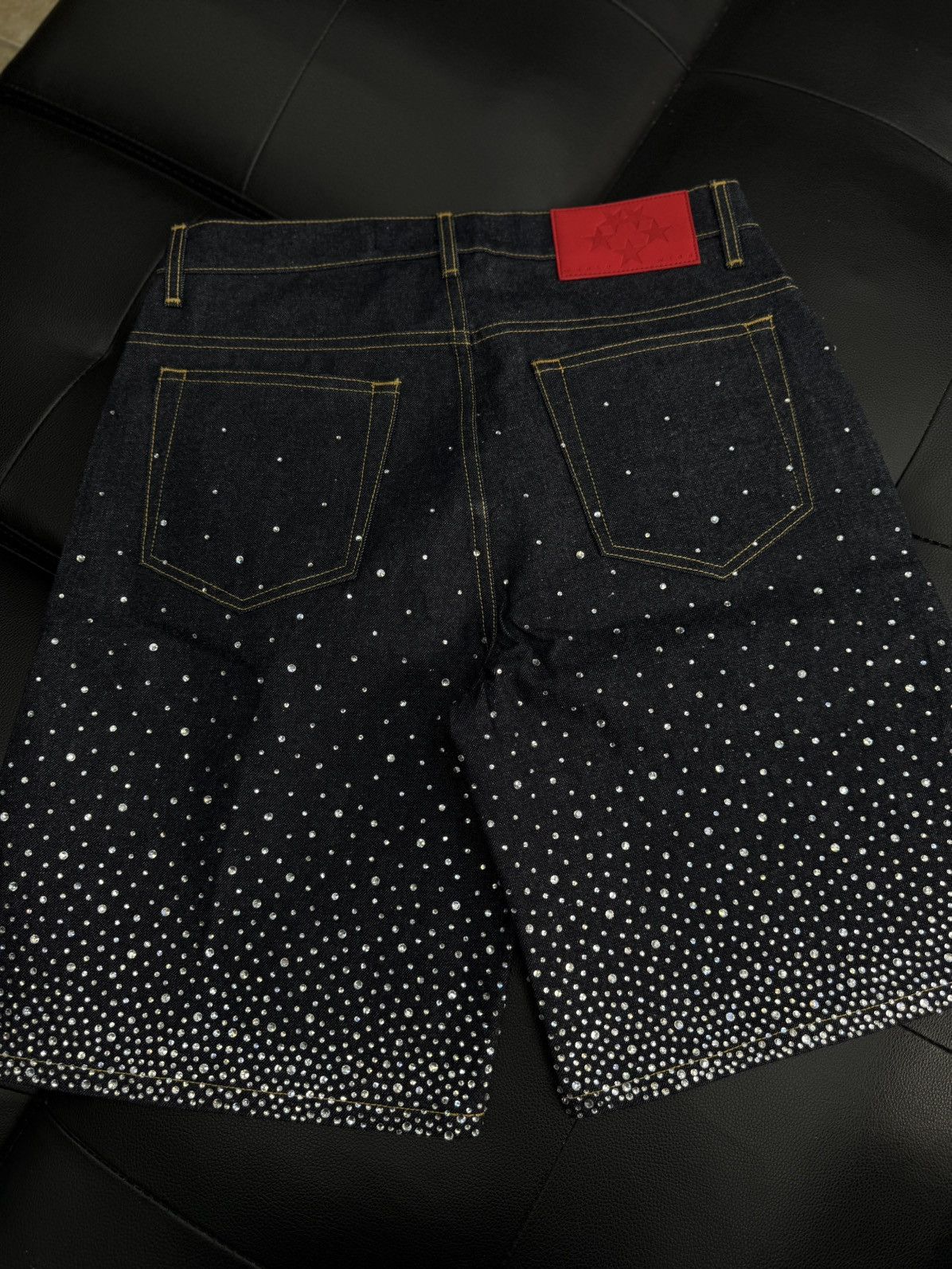 Sp5der Sp5der Rhinestone Crystal Jean Shorts Size (28) NEW Size US 28 / EU 44 - 5 Thumbnail