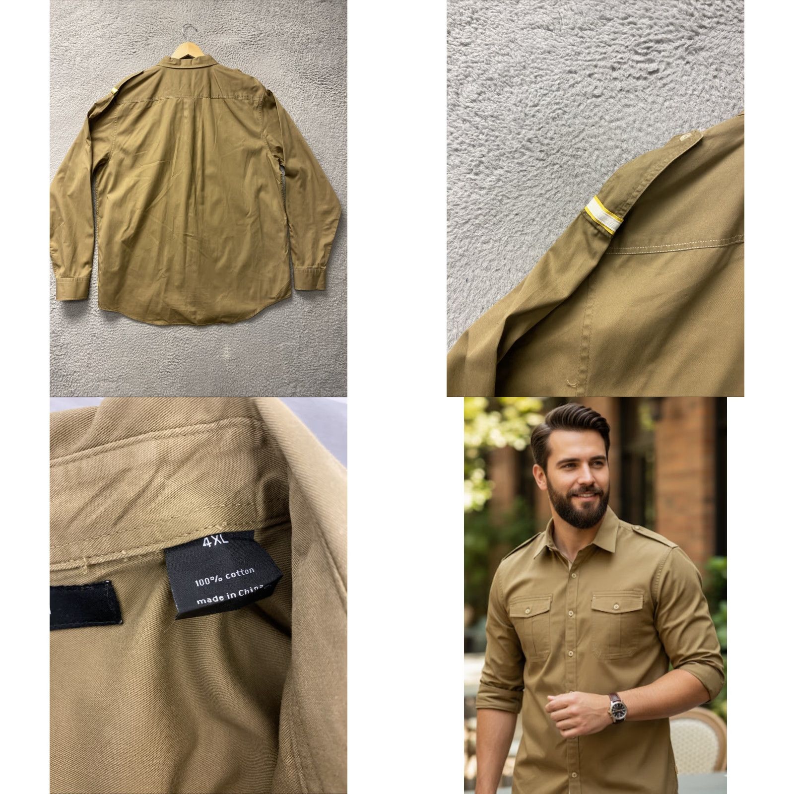 Sean John Sean John Button-Front Shirt Military Bronze Solid / 4XL/ Khaki Bronze / Men / Shirt / 4XL / Khaki Bronze / Button-Up / Slim Fit / Casual Men’s Shirt Size US XXL / EU 58 / 5 - 8 Thumbnail