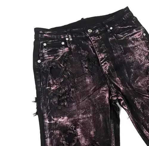 Japanese Brand × Jean Handmade niche punk rose gold wax coated micro-flared jeans Size US 32 / EU 48 - 4 Thumbnail
