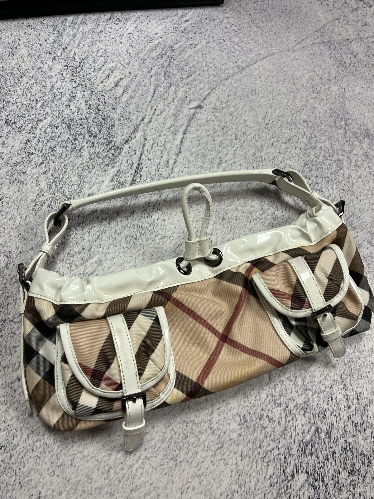 Burberry Burberry Nova Check Canvas Leather Shoulder Hand Bag Rare Size ONE SIZE - 3 Thumbnail