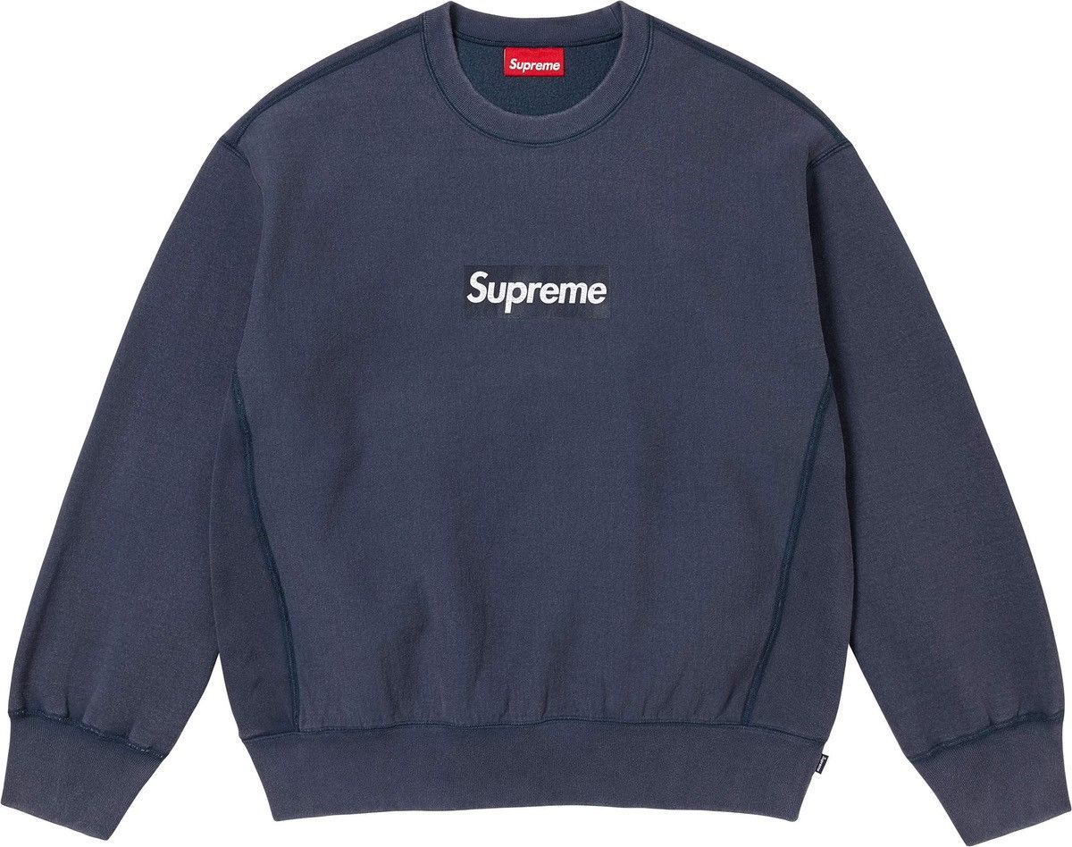Supreme Navy Washed Box Logo Crewneck (M) | Grailed 