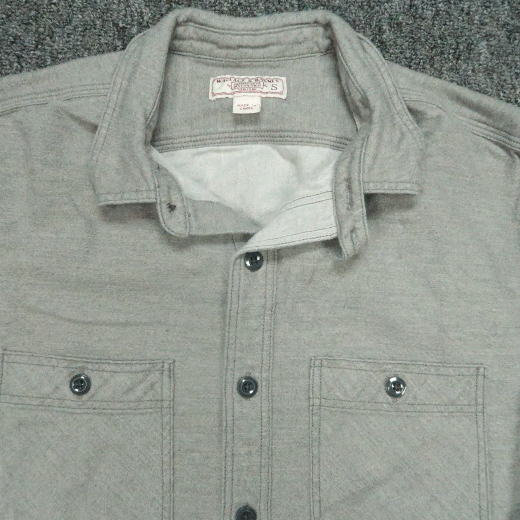 Wallace & Barnes Wallace & Barnes Shirt Men Small Gray Button Up Long Sleeve Size US S / EU 44-46 / 1 - 2 Thumbnail