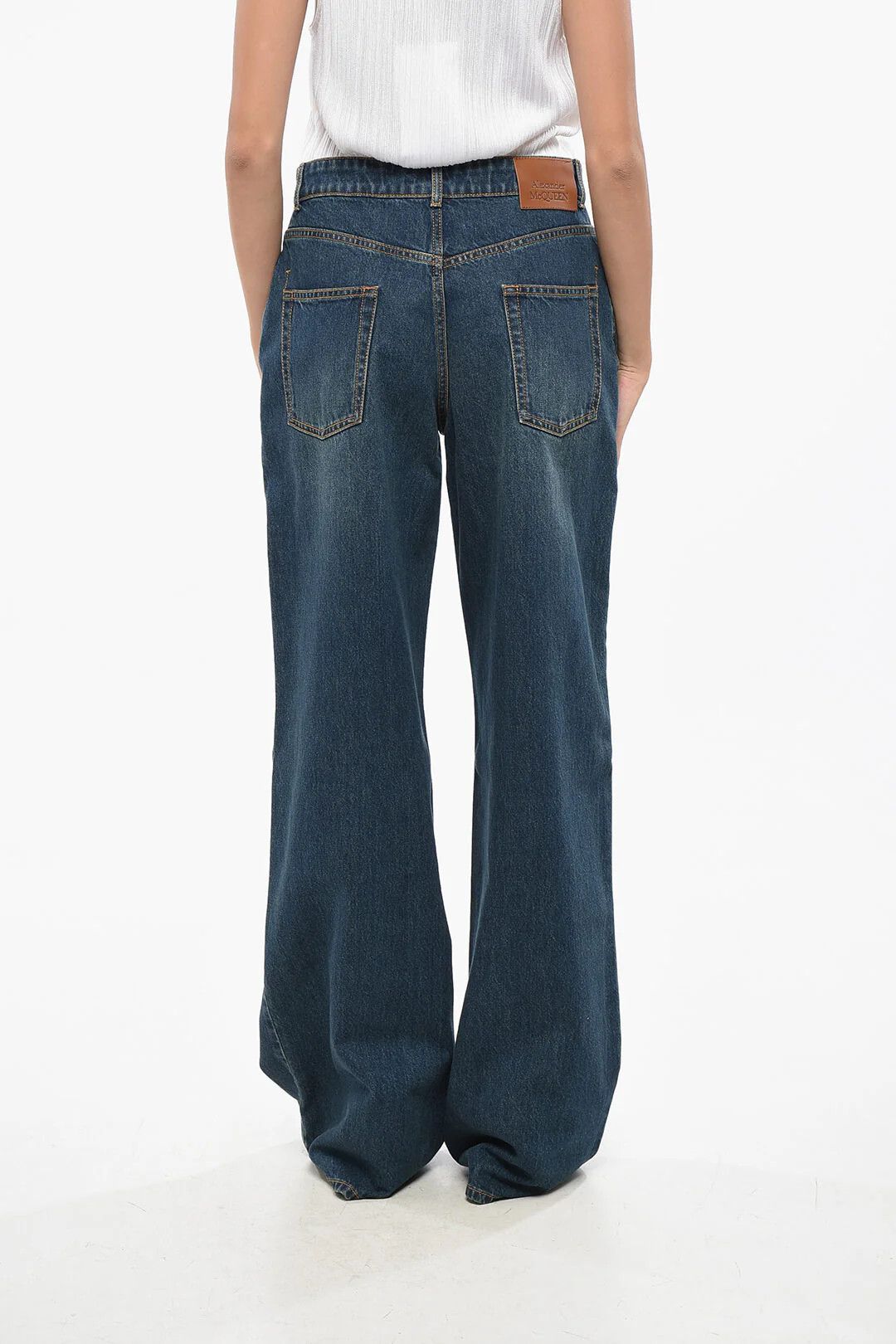 Alexander McQueen og1mm0426 High-Waist Wide-Leg Jeans in Blue Size 25" / US 0 / IT 36 - 2 Thumbnail